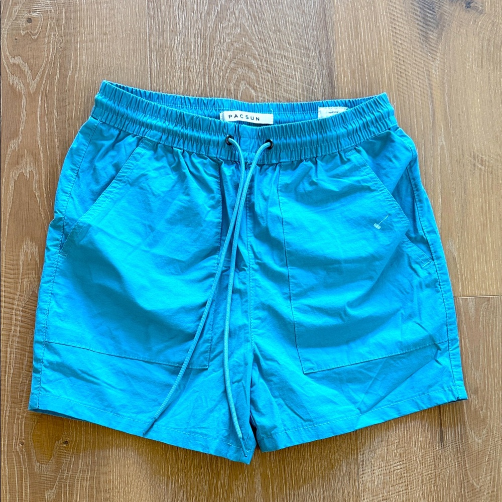 NWOT PacSun Teal Elastic Swin Trunks Sz S